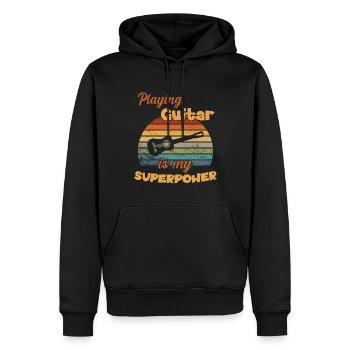 Jouer de la guitare est mon superpouvoir / Gitarre - Sweat à capuche Premium bio Homme - noir - Devant - Nico (187cm)
