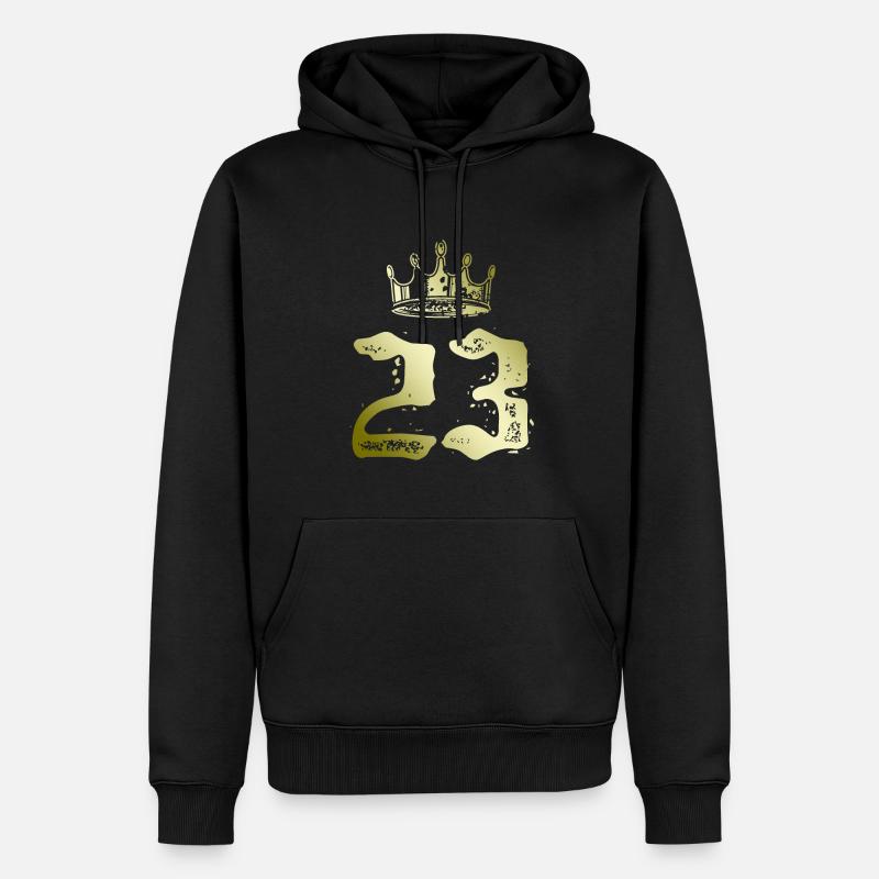 23 Couronne numérique - Sweat à capuche Premium bio Homme - noir