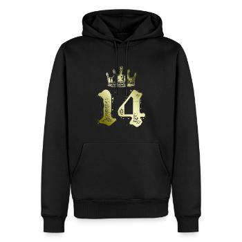 14 Zahl Krone - Männer Premium Bio Hoodie - Schwarz - Vorne - Nico (187cm)