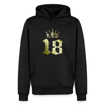 18 Zahl Krone - Männer Premium Bio Hoodie - Schwarz - Vorne - Nico (187cm)