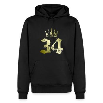 34 Zahl Krone - Männer Premium Bio Hoodie - Schwarz - Vorne - Nico (187cm)