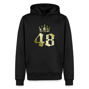 48 Zahl Krone - Männer Premium Bio Hoodie - Schwarz - Vorne - Nico (187cm)