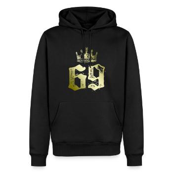 69 Zahl Krone - Männer Premium Bio Hoodie - Schwarz - Vorne - Nico (187cm)