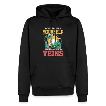 Don't Flatter Yourself I Was Looking At Your Veins - Männer Premium Bio Hoodie - Schwarz - Vorne - Nico (187cm)