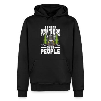 I Prefer Panthers Over People für einen Panther - Männer Premium Bio Hoodie - Schwarz - Vorne - Nico (187cm)