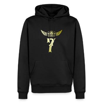7 Zahl Krone - Männer Premium Bio Hoodie - Schwarz - Vorne - Nico (187cm)