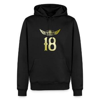 18 Zahl Krone - Männer Premium Bio Hoodie - Schwarz - Vorne - Nico (187cm)