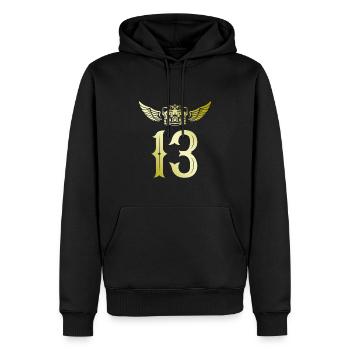 13 Zahl Krone - Männer Premium Bio Hoodie - Schwarz - Vorne - Nico (187cm)