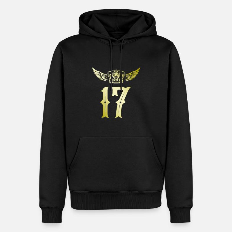 17 Couronne numérique - Sweat à capuche Premium bio Homme - noir
