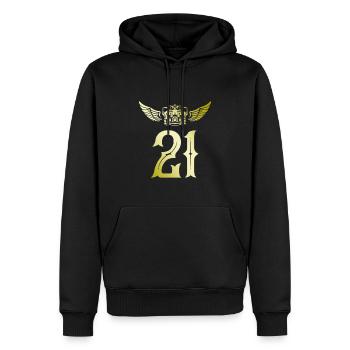 21 Couronne numérique - Sweat à capuche Premium bio Homme - noir - Devant - Nico (187cm)