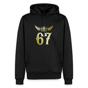 67 Zahl Krone - Männer Premium Bio Hoodie - Schwarz - Vorne - Nico (187cm)