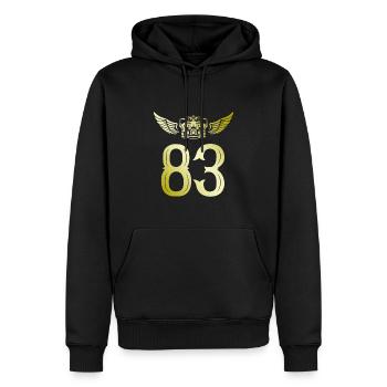 83 Couronne numérique - Sweat à capuche Premium bio Homme - noir - Devant - Nico (187cm)