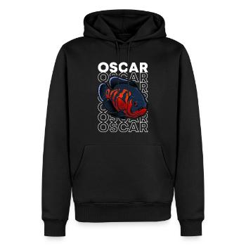 Oscar Fish 80's Style Monster Fischhüter - Männer Premium Bio Hoodie - Schwarz - Vorne - Nico (187cm)