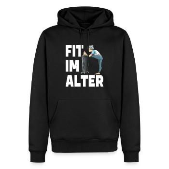 Fit im Alter für die Oma und Großmutter - Männer Premium Bio Hoodie - Schwarz - Vorne - Nico (187cm)