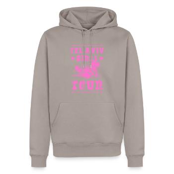 Tel Aviv Girls Tour - Men’s Premium Organic Hoodie - taupe - Front - Nico (187cm)