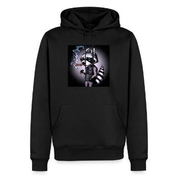 Racoon Smoking - Männer Premium Bio Hoodie - Schwarz - Vorne - Nico (187cm)