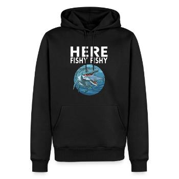 Here Fishy Fischy - Männer Premium Bio Hoodie - Schwarz - Vorne - Nico (187cm)