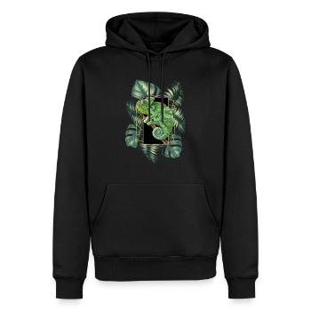 Caméléon voilé Jungle Motif Caméléon Tropical - Sweat à capuche Premium bio Homme - noir - Devant - Nico (187cm)