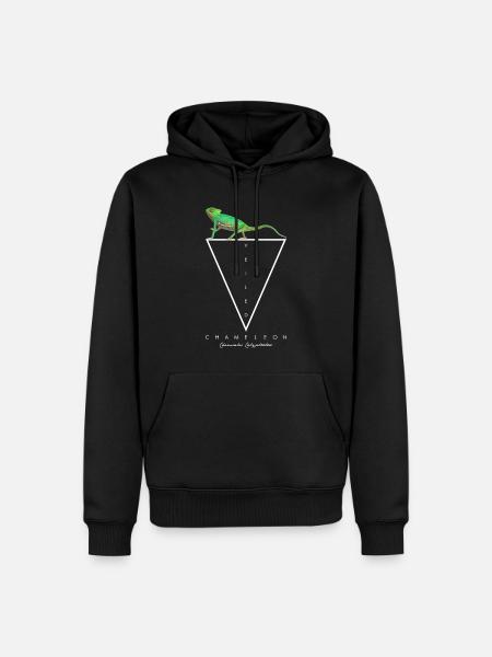Veiled Chameleon Geometric Reptile Keeper - Men’s Premium Organic Hoodie - black