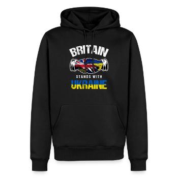 La Grande-Bretagne se tient avec l’Ukraine Drapeau ukrainien du Royaume-Uni - Sweat à capuche Premium bio Homme - noir - Devant - Nico (187cm)