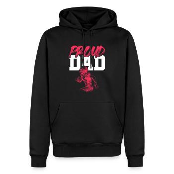 papa de football fier - Sweat à capuche Premium bio Homme - noir - Devant - Nico (187cm)