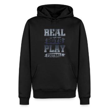 echte jungs football - Männer Premium Bio Hoodie - Schwarz - Vorne - Nico (187cm)