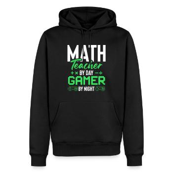 math teacher and gamer - Men’s Premium Organic Hoodie - black - Front - Nico (187cm)