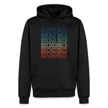 Rodéo Retro Texte Cowboy - Sweat à capuche Premium bio Homme - noir - Devant - Nico (187cm)