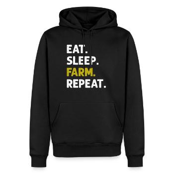 Eat Sleep Farm Wiederholen Sie lustigen landwirtschaftlichen Bauern - Männer Premium Bio Hoodie - Schwarz - Vorne - Nico (187cm)