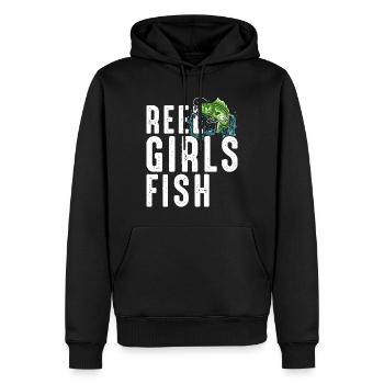 Rolle Mädchen Fisch Weibliche Frauen Bass Angeln Retro - Männer Premium Bio Hoodie - Schwarz - Vorne - Nico (187cm)