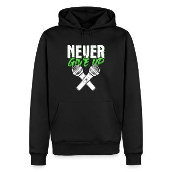 niemals aufgeben rap - Männer Premium Bio Hoodie - Schwarz - Vorne - Nico (187cm)