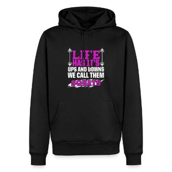 squats fitness - Sweat à capuche Premium bio Homme - noir - Devant - Nico (187cm)