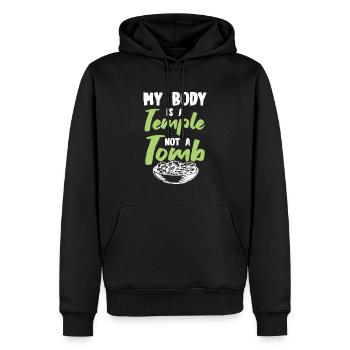 körper tempel vegan - Männer Premium Bio Hoodie - Schwarz - Vorne - Nico (187cm)