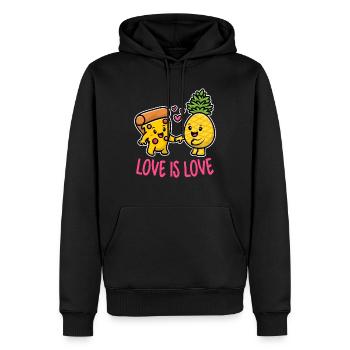 Ananas gehört auf Pizza Lustiges Essen Liebe ist Liebe - Männer Premium Bio Hoodie - Schwarz - Vorne - Nico (187cm)