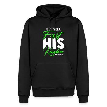 seek his kingdom bible - Men’s Premium Organic Hoodie - black - Front - Nico (187cm)