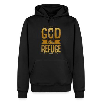 Dieu est mon refuge - Sweat à capuche Premium bio Homme - noir - Devant - Nico (187cm)