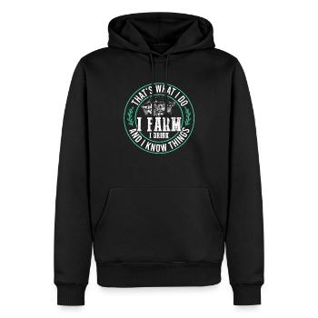 agriculteur agricole - Sweat à capuche Premium bio Homme - noir - Devant - Nico (187cm)