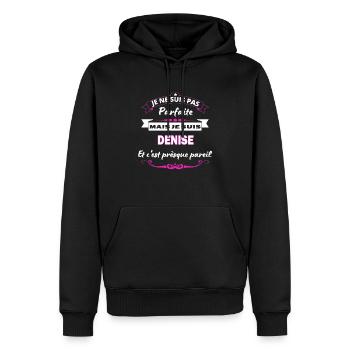 je ne suis pas Parfaite Denise - Sweat à capuche Premium bio Homme - noir - Devant - Nico (187cm)