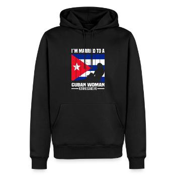 Cuba Épouse | Cadeaux du drapeau cubain cubain - Sweat à capuche Premium bio Homme - noir - Devant - Nico (187cm)