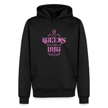 né en 1986 - Sweat à capuche Premium bio Homme - noir - Devant - Nico (187cm)