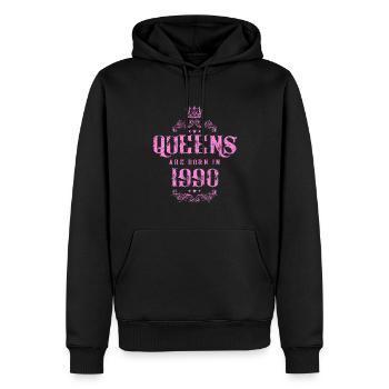 né en 1990 - Sweat à capuche Premium bio Homme - noir - Devant - Nico (187cm)