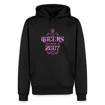 né en 2007 - Sweat à capuche Premium bio Homme - noir - Devant - Nico (187cm)
