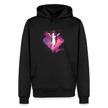 Vaporwave Synthwave Marathon, Trail Running - Sweat à capuche Premium bio Homme - noir - Devant - Nico (187cm)