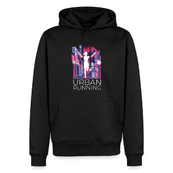 Vaporwave Synthwave Skyline Marathon, Trail Running - Sweat à capuche Premium bio Homme - noir - Devant - Nico (187cm)