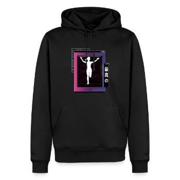 Vaporwave Metaverse Marathon, Trail Running - Sweat à capuche Premium bio Homme - noir - Devant - Nico (187cm)