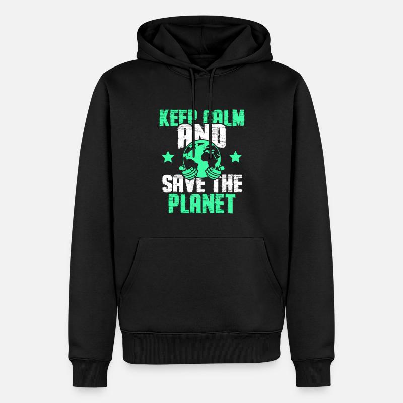 keep calm save the planet - Männer Premium Bio Hoodie - Schwarz