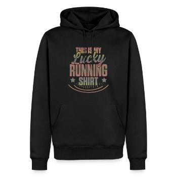 glücks shirt rennen - Männer Premium Bio Hoodie - Schwarz - Vorne - Nico (187cm)