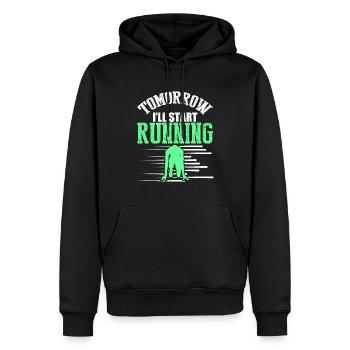 starte morgen rennen - Männer Premium Bio Hoodie - Schwarz - Vorne - Nico (187cm)