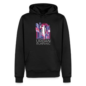 Vaporwave Synthwave Skyline Marathon, Trail Running - Sweat à capuche Premium bio Homme - noir - Devant - Nico (187cm)