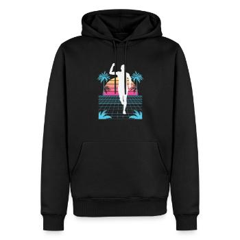 Vaporwave Synthwave Marathon, Trail Running - Sweat à capuche Premium bio Homme - noir - Devant - Nico (187cm)